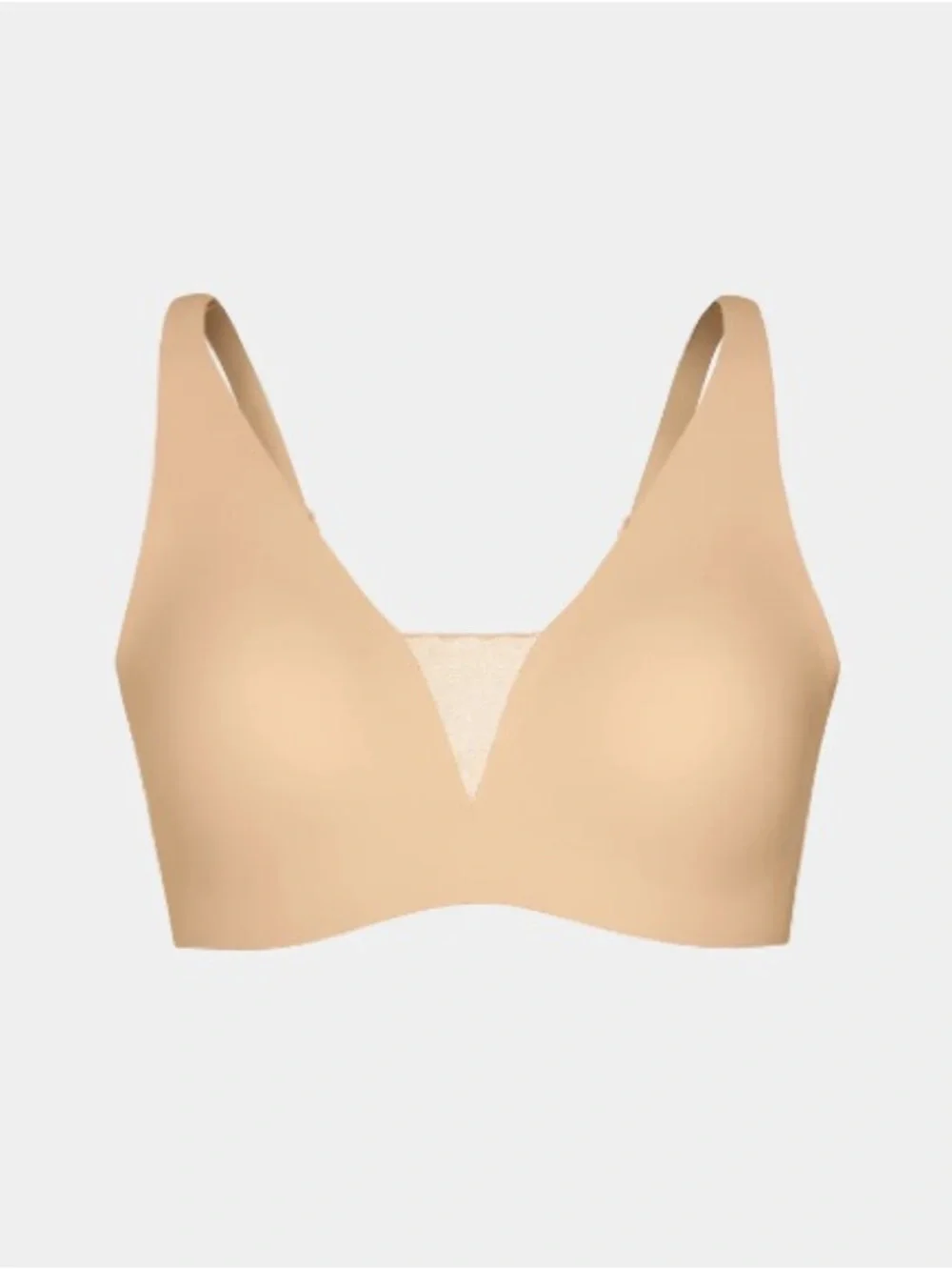 knix shadow mesh tshirt bra in beige, seamless wireless bra - Picture 4 of 17